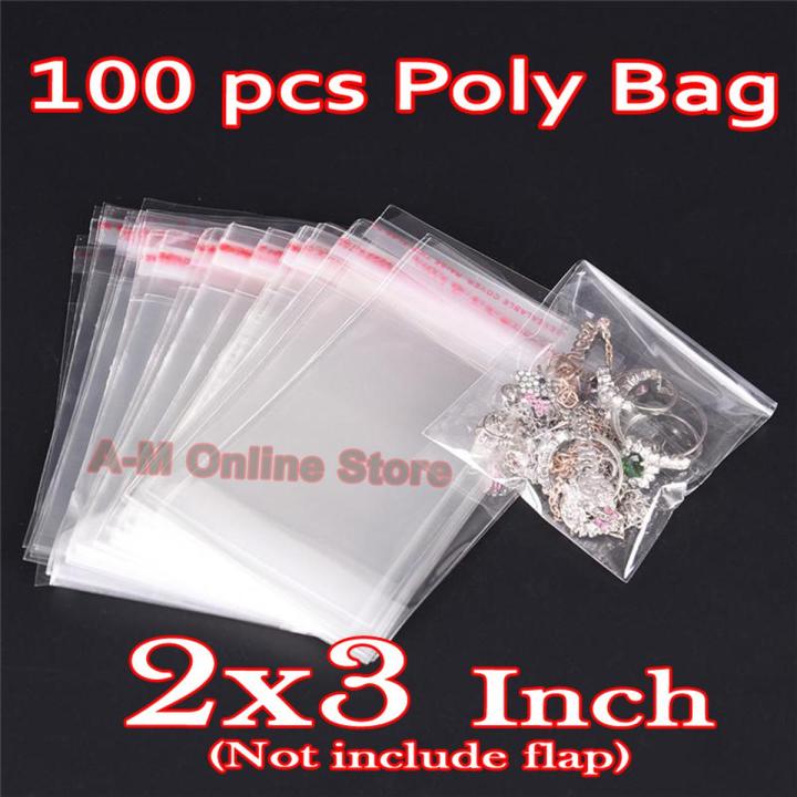 100 pcs 2x3 Transparent, Plastic Bags Self Adhesive  Opp / BOPP Packaging Bags, Resalable Cello / cellophane bag, chamak theli for small things.