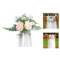 Artificial Rose Flower Swag,with Roses, Green Leaves and Silk Ribbon for Wedding Ceremony Party Decor Wedding Chair Decorations. 