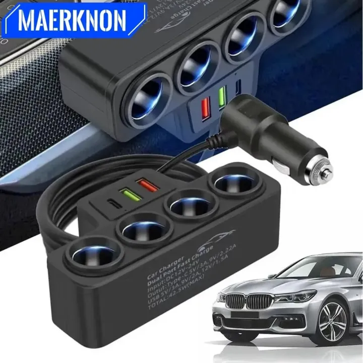 4-in-1%20Car%20Cigarette%20Lighter%20Splitter%20120W%20%E2%80%93%20USB%20Charger%20+%20Dual%20Socket%20+%20Voltage%20Display%20-%20Image%202
