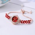 SHEIN Hot Sale Leaf Rhinestone Small Dial Women's Bracelet Watch Live Broadcast with Goods Temperament Women's Watch One Piece Dropshipping. 