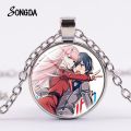 Funny Darling In The Franxx Necklace Zero Two Cartoon Figure Glass Pendant Handmade Girls Cosplay Necklaces. 
