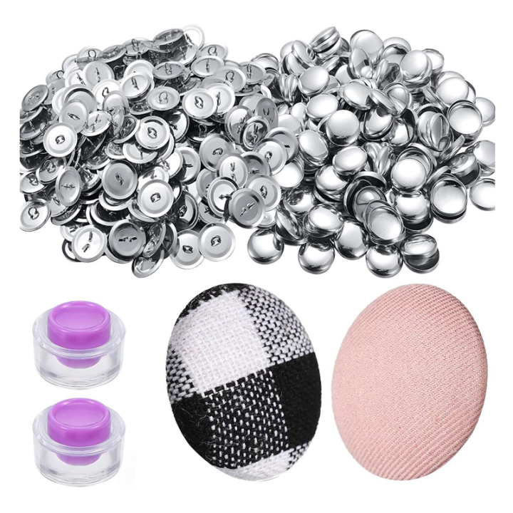 100 Sets Cover Buttons Kit with Tools Size Buttons to Cover Self Cover Buttons DIY Fabric Cloth Cover Buttons Easy Install Easy to Use 0.59 Inch