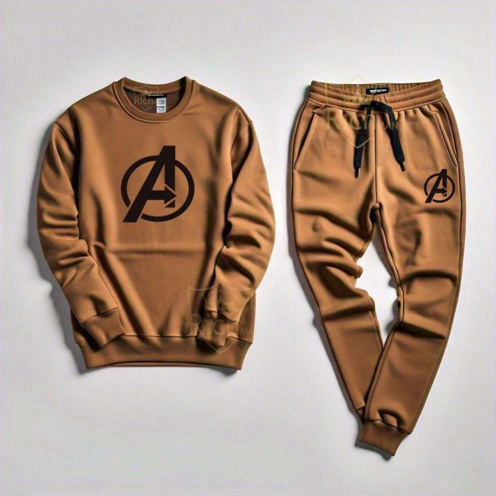 RichMan Brown Round Neck Sweatshirt and Trouser Tracksuit – Premium Sweatshirt & Trouser Set for Men and Women