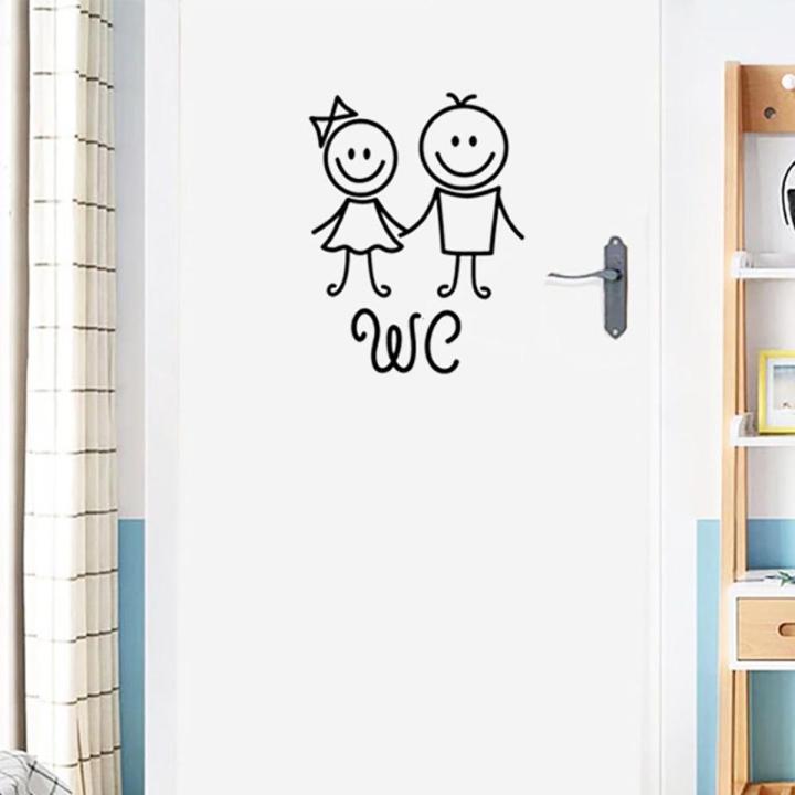 Cartoon Boy Girl WC Restroom Toilet Door Wall Sticker Washroom Decal Home Decor