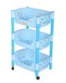3-Tier Multipurpose Plastic Kitchen Rack Movable Storage Organizer with Wheels for Fruits, Spices, Medicine. 