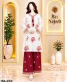 Bin Najeeb Women’s Embroidered 2 Piece Suit – White & Maroon. 