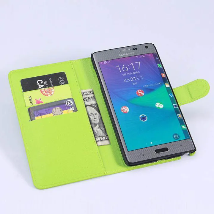 PU Leather Cover For Samsung Galaxy Note 4 Note4 N9100 Case Flip Magnetic Closure Stand Wallet Phone Casing