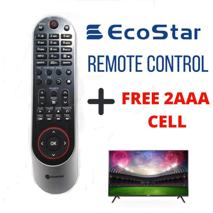 Ecostar LCD LED Remote control Works With All Models of EcoStar Silver Universal Remote with Free 2 AAA Cell