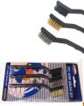 3Pcs Wire Brush Set, Nylon/Brass/Stainless Steel Brush with Curved Handle Grip, Cleaning Brush, Polishing Brush. 