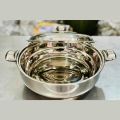 Rex Stainless Steel Hot Pot Set – 3 PCS (20CM, 24CM, 28CM) with Sliding Lock Steel Lids – Mirror Finish Double Body Insulated Food Warmer/ Cooler – Export Quality Hotpot Set. 