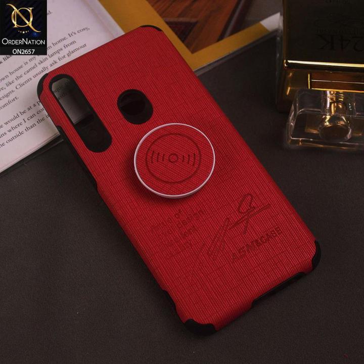 Huawei%20Y6p%20Cover%20-%20Red%20-%20New%20Stylish%20Febric%20Texture%20Case%20with%20Popsocket%20Holder%20-%20Image%202