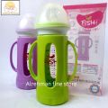 Fish glass baby feeder 120ml with plastic cover imported premium quality (1pc). 
