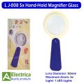 LJ-008 5x 50mm Zoom Hand-Hold Magnifier Glass With one ED Lights + CR2016 Battery Cell Exclamation Mark type Magnifier by Electrica. 