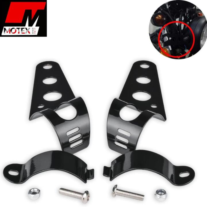 Cafe Racer Style Metal Bracket Headlight Holder For Motorcycle, Head Lamp Holder Headlight Mounting Brackets Fork Fits 35MM-43MM Fork Tubes Universal (Black), Sleek Design, Universal Fitment Eg YBR, Suzuki, Honda Etc - Motex Auto Line