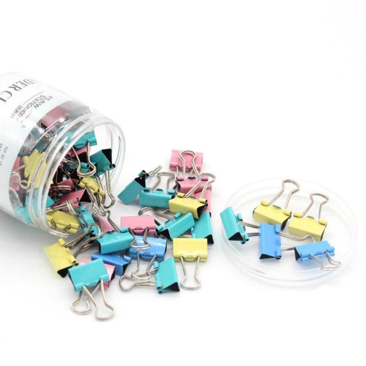 Tempered Steel 19MM Pastel Color Binder Clip Jar 40 Clips