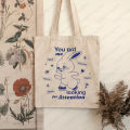 You Get Me Looking for Attention Pattern Tote Bag Rabbit Canvas Handbag for Daily Commuting Kpop Shoulder Bag Newjeans Fans Gift. 