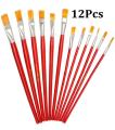 red 12PCS/set Excellent Quality Flat Art Brush Set Oil Painting Brush Blending Size Oil Acrylic Paint School DIY Craft Supply red china brushes for oil and acrylic painting artist quality. 