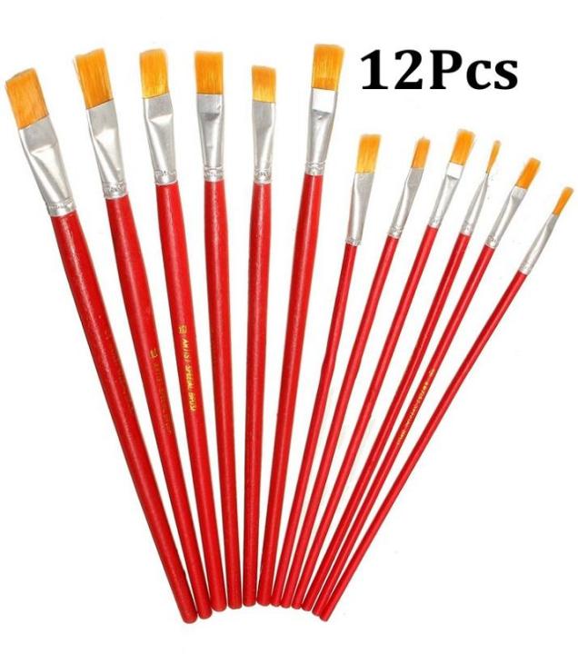 red%2012PCS/set%20Excellent%20Quality%20Flat%20Art%20Brush%20Set%20Oil%20Painting%20Brush%20Blending%20Size%20Oil%20Acrylic%20Paint%20School%20DIY%20Craft%20Supply%20red%20china%20brushes%20for%20oil%20and%20acrylic%20painting%20artist%20quality%20-%20Image%202