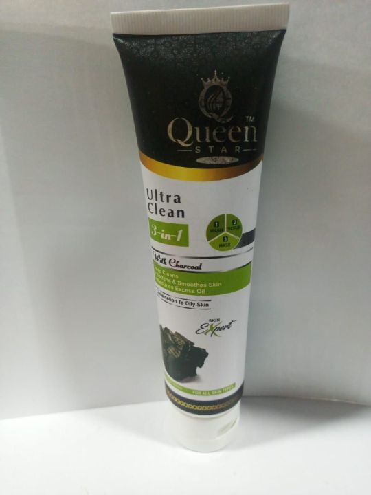 Queen Star 3 in 1 Face Wash, Scrub, and Mask - Deep Cleansing, Exfoliating, and Nourishing for Glowing, Smooth Skin