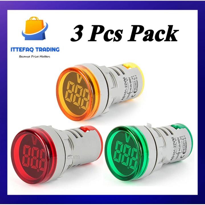 Pack of 3 Digital AC Voltmeter Voltage Meter LED Indicator Digital Panel Volt Meter Voltage Monitor Indicator Digital Volt Meter Light