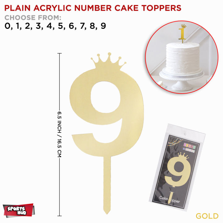 Acrylic Number Cake Topper With Crown 0 1 2 3 4 5 6 7  8 9 Numbers Caketopper, Gold No. Cupcake Toppers For Birthday Cake, Anniversary Years Cake Topper, Digit Cake Topers, Age Cake Toppers, Party Supplies, Cake Decoration, 1st 2nd 3rd Birthday Topper