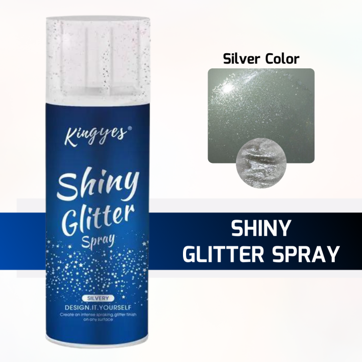 Kingyes Shiny Glitter Spray - 120ml - Silver Color | Multi-Purpose Glitter for Hair, Body, and Clothing | Long-Lasting, Quick-Drying Formula | Dermatologically Tested | Perfect for Parties, Events, and Festivals