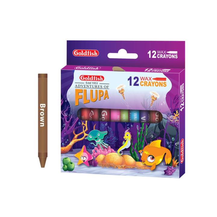 Goldfish Crayon Colors Wax 12 Colour Box Set Vibrant Colors for Kids and Adults