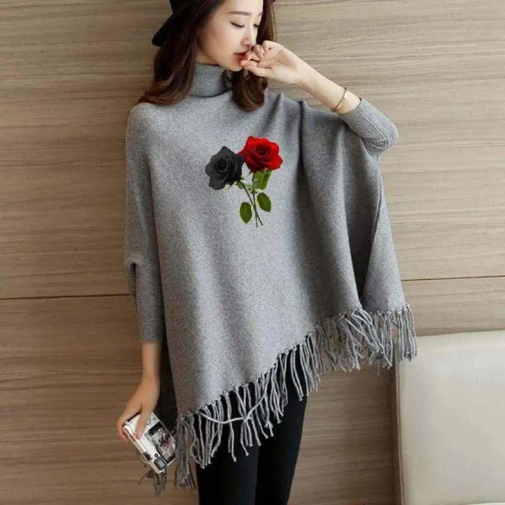 Grey%20Rose%20Printed%20Cape%20Shawl%20Style%20Poncho%20For%20winter%20-%20Image%202