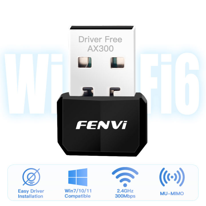 FENVI WIFI 6 USB Adapter AX300 Network Card Mini USB Dongle 2.4GHz 802.11AX Wireless Dongle Receiver For Win 7/10/11 Drive Free