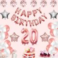 20Th Happy Birthday Party Decorations Kit - Happy Birthday Balloon Banner, Number "20" Balloon Mylar F, Rose aurum. 
