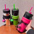 Imported 710ml SUS 316 Double Wall Heavy Weight Stainless Steel Hot and Cold Tea Coffee Mug and Juice Water Bottle with Straw Stainless Steel Car Thermos Cup Thermal Coffee Mug Large Capacity Leakproof Water Bottle for Sport Cold Drink Bottle. 