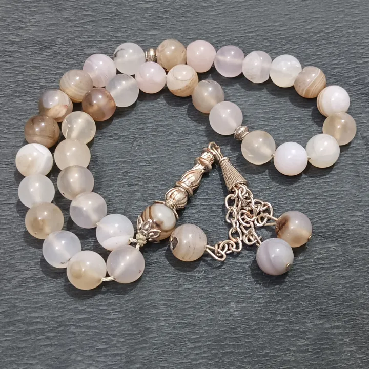 Natural%20unique%20design%20White%20Aqeeq%20Stone%20Tasbih%2033%20Beads%20Size%2010-mm%20%E2%80%93%20muslim%20Agate%20zikr%20prayer%20Tasbeeh%20-%20handmade%20Rosary%2010%20mm%20tasbi%20counter%20Stress%20Relaxation%20-%20Image%202