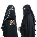 Best Quality Misri Hijab Dark Black High Multi Chiffon Full Pippin - Black & Silver. 