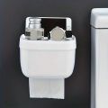 Bathroom Organizer, Plastic Toilet Paper Holder, Self Adhesive Wall Mounted Toilet Paper Box with Tray, Bathroom Supplies Organizer Box. 
