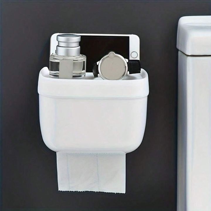 Bathroom%20Organizer,%20Plastic%20Toilet%20Paper%20Holder,%20Self%20Adhesive%20Wall%20Mounted%20Toilet%20Paper%20Box%20with%20Tray,%20Bathroom%20Supplies%20Organizer%20Box%20-%20Image%203