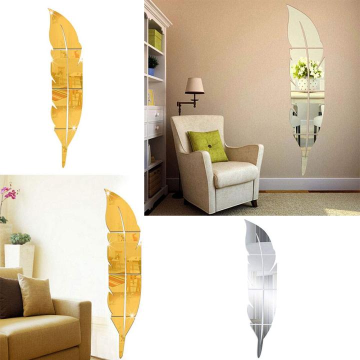 Mirror%20Wall%20Decor%20Sticker%20Leaf%20Shape%20Art%20Wall%20-%20Rounded%20Corner%20Acrylic%20Removable%20Mirror%20Set%20for%20Home%20Living%20Room%20Bedroom%20Decor%20(29%20x%207%20Inch,%206%20Pack)%20-%20Image%202