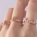 Customized Women's Personalized Name Ring Stainless Steel Adjustable Ring Gold Personalized Famous Brand Family Jewelry Gift. 