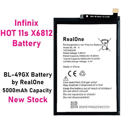Infinix Hot 11s X6812 Battery Replacement BL-49GX Battery with 5000mAh Capacity By RealOne
