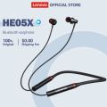 Lenovo HE05X (HE05 Pro) Neckband Sports Bluetooth 5.0 In-Ear Earphone True Wireless Earbuds Headphone Handfree IPX5 Long Battery Headset with mic earpieces Auido TWS Earpods. 