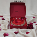 Crystals Chokar Set with Stud Earrings - Double Layered Choker Necklace - Beeba. 