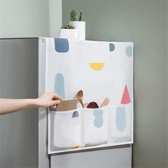 High-Quality Dust Proof Fridge Cover with large Pockets, Best Water and oil Proof Cover for Fridge, Multiple purpose Refrigerator Cover, Fridge Cover Sheet with Pockets Organizer