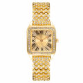 LooKeo mall New Arrival Elegant Diamond Watch with Full Rhinestone, Square Shape Quartz Wristwatch for Ladies, Unique Personality Fashionable Watch with Roman Letters. 