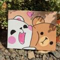 Cute love bear canvas painting. 