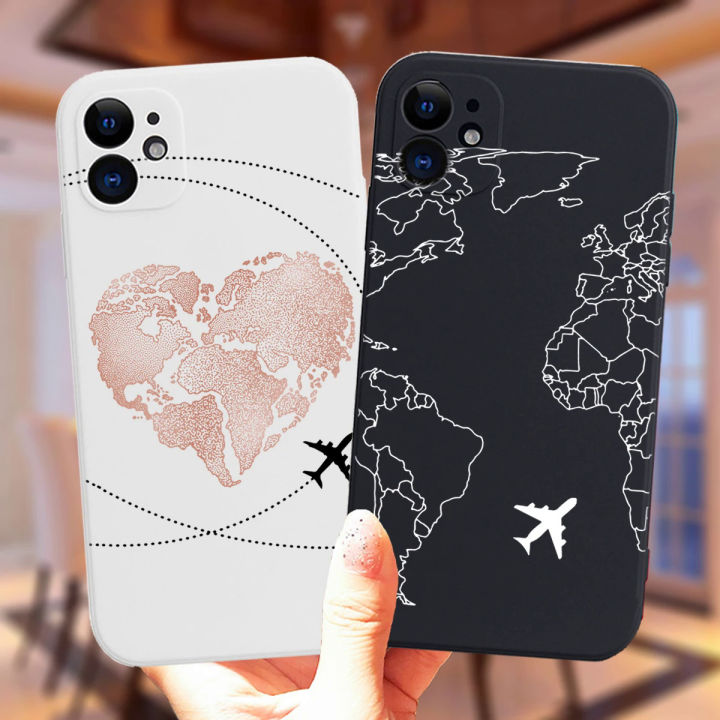 【Solo Yolo】Luxury popular planes world map travel Silicone Case for iPhone 11 12 13 14 Pro Max 13mini 13Promax cute candy matte soft cover