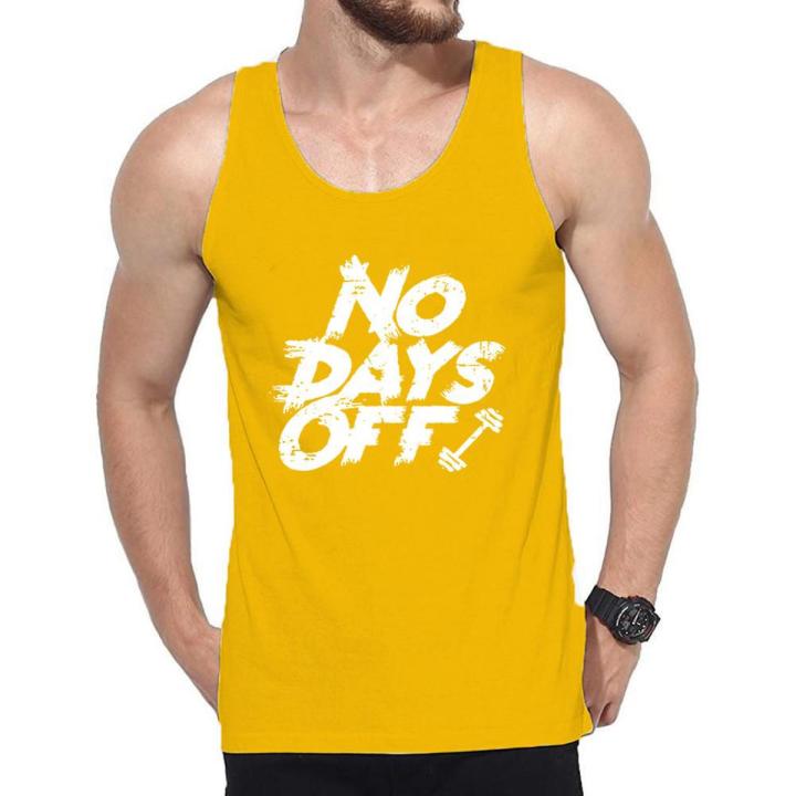 No Days Off Printed Sleeveless Inner Wear Basic Tank Sando Polyster Cotton Banyan For Men