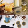 4 Pieces Heat Resistance insulated Bamboo Placement Heat pad, heat mat bowls, kettles coasters, Wooden Tea mat Diff Shapes. 