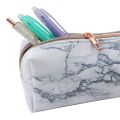 White Marble PU Stationery Pencil Case Pouch Makeup Bag with Zip for Girls Woman. 
