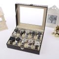 DecorZone 6/10/12/8 Grids Watch Box PU Leather Watch Case Holder Organizer Storage Box for Quartz Watches Display Best Gift. 