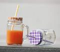 Mason Glass Jar Mug with Straw. 