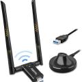 ÂÎgÎtàl USB WiFi Adàpter, 1200Mbps Dúal Bànd Dongle 2.4G/5G with 3.0 Crádle, High Gàîn àntènna Exténsiòn Cable Wireless Nétwòrk Adàpter for PC Désktop Laptop Support Wîndòws 11/10/8/7 Mác  Black. 